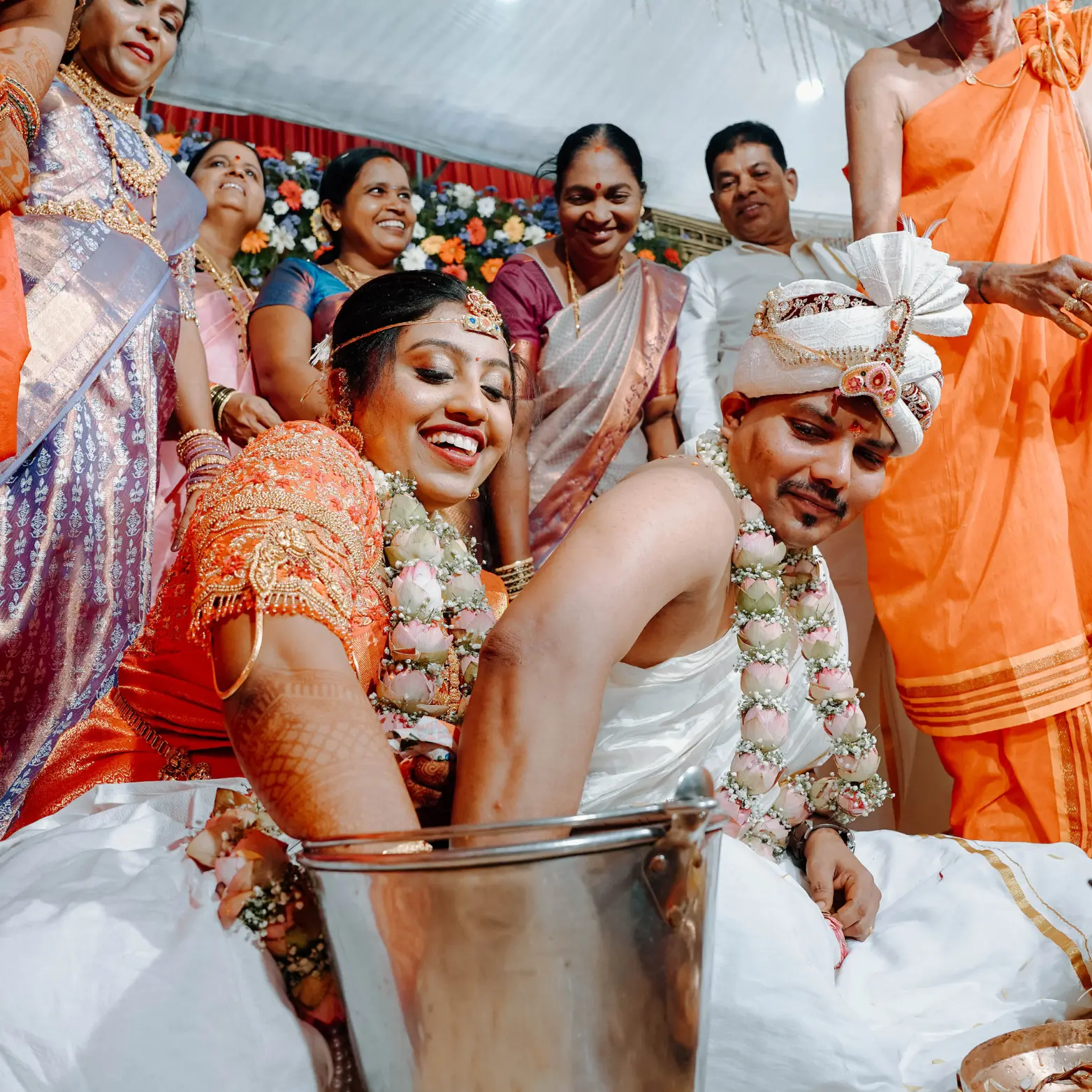 Candid wedding photography in Kundapura featuring authentic emotions during a traditional ceremony in natural light.